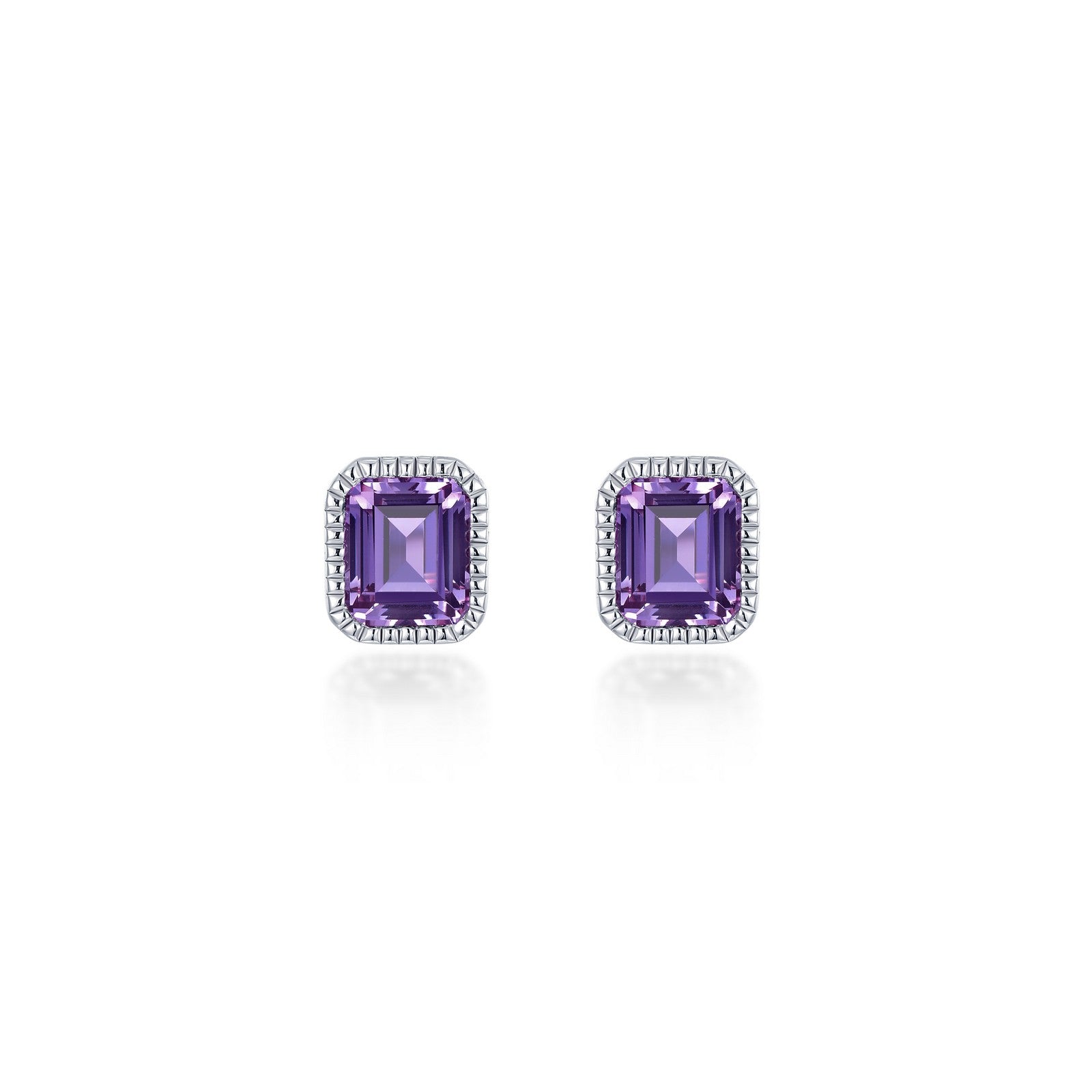 February Birthstone Solitaire Stud Earrings-BE008AMP