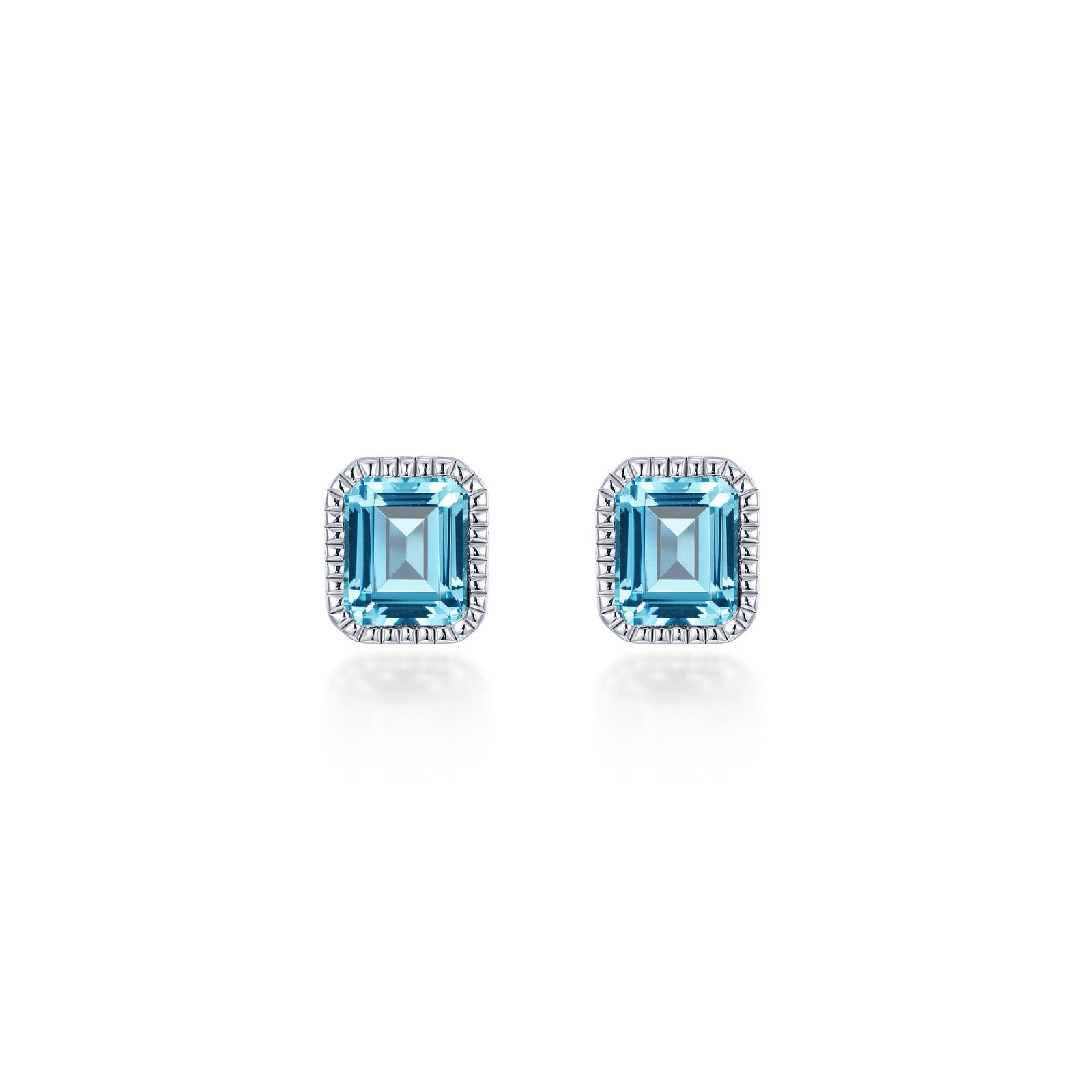 March Birthstone Solitaire Stud Earrings-BE008AQP