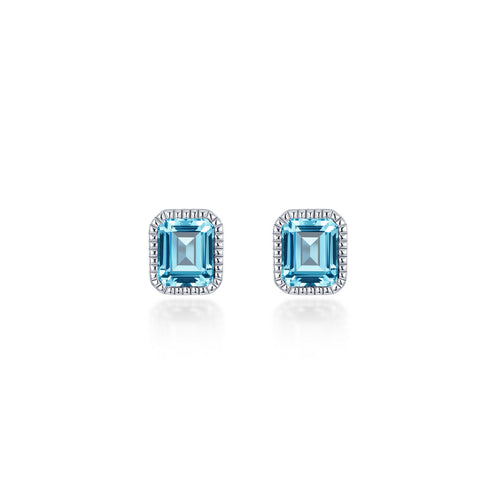 March Birthstone Solitaire Stud Earrings-BE008AQP