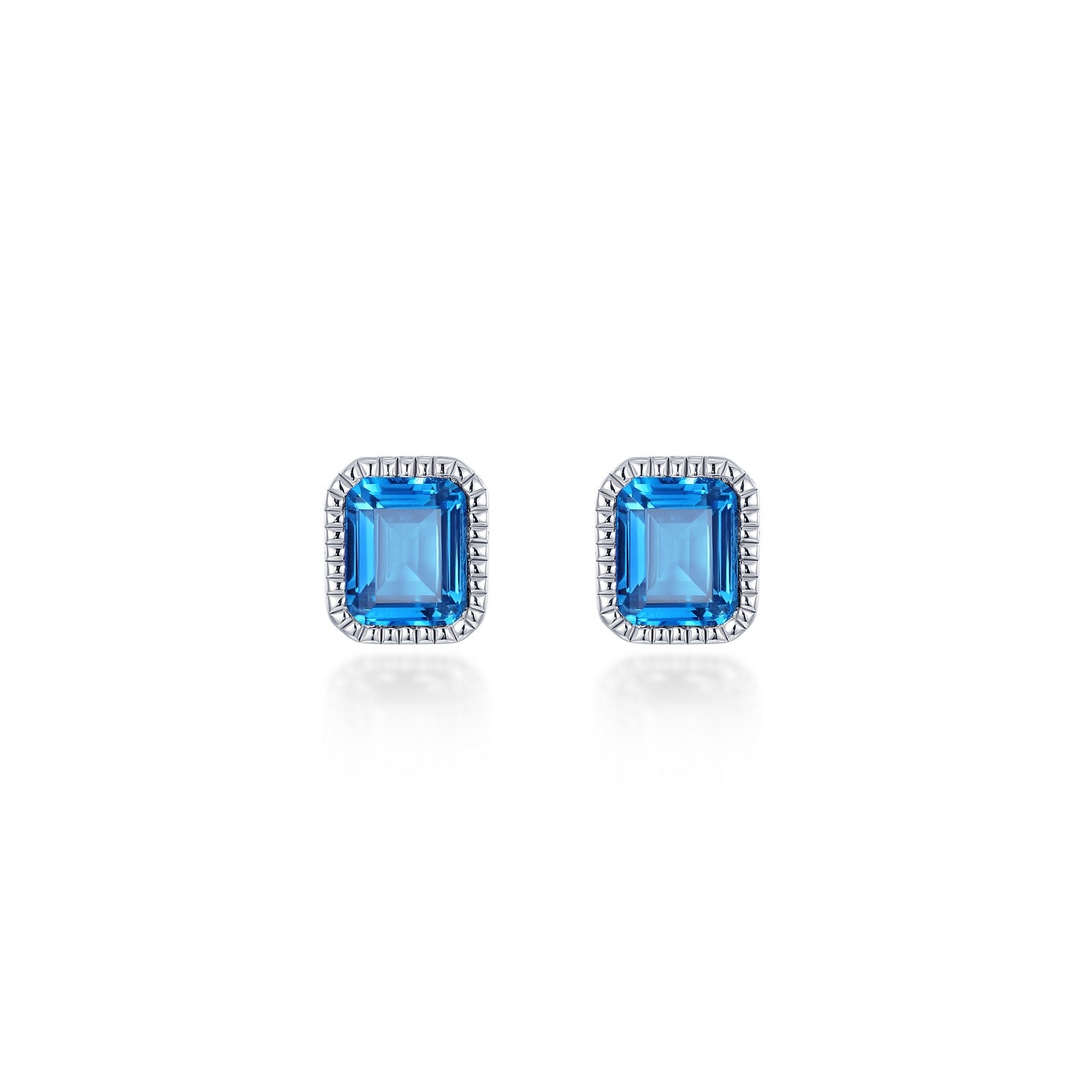 December Birthstone Solitaire Stud Earrings-BE008BTP