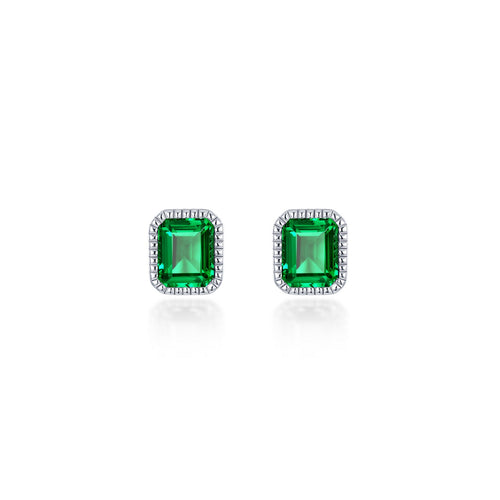 May Birthstone Solitaire Stud Earrings-BE008EMP