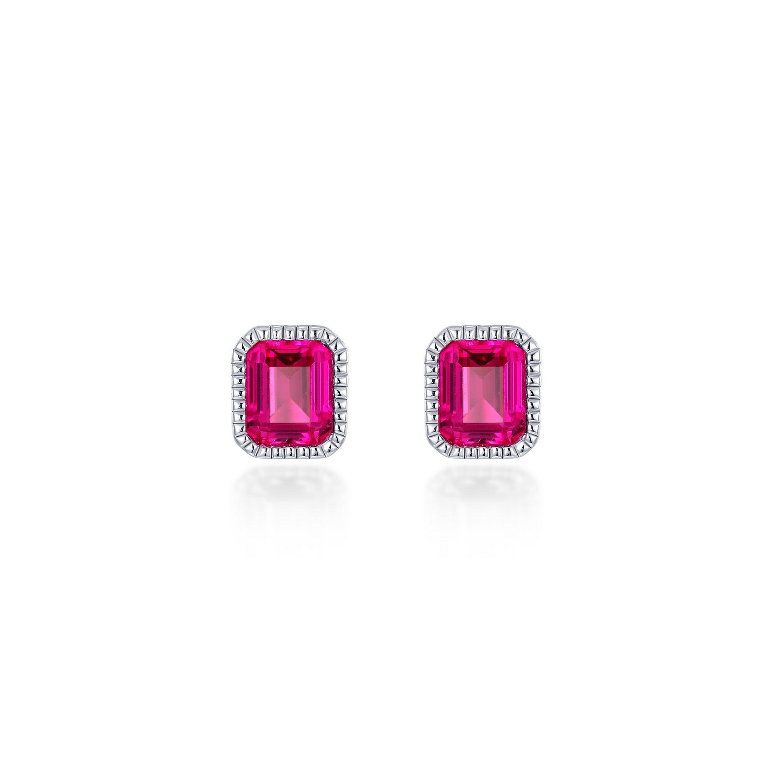 July Birthstone Solitaire Stud Earrings-BE008RBP