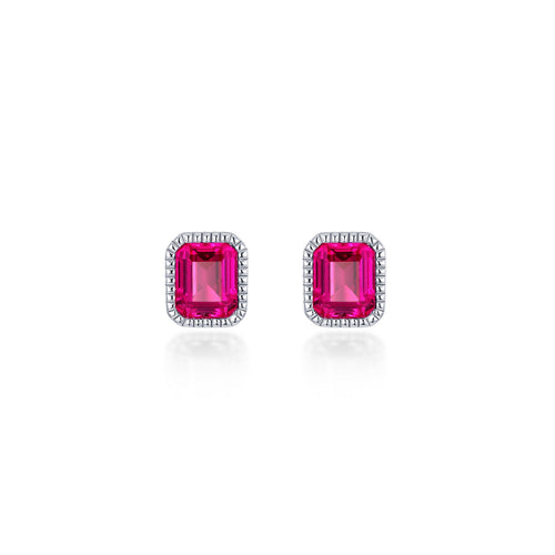 July Birthstone Solitaire Stud Earrings-BE008RBP