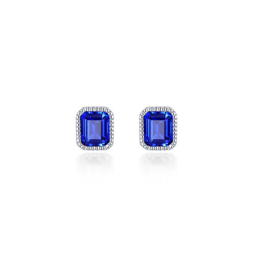 September Birthstone Solitaire Stud Earrings-BE008SAP