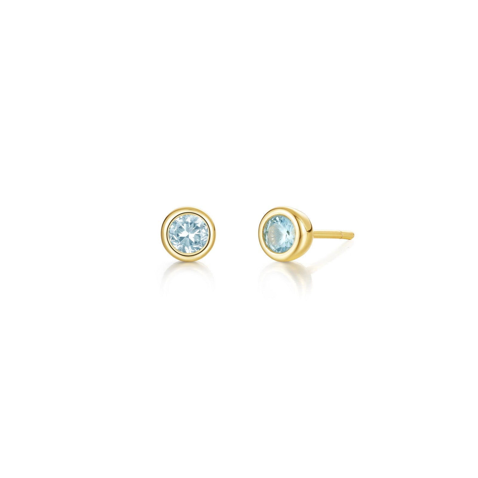 March Bezel Birthstone Earrings-BE009AQG