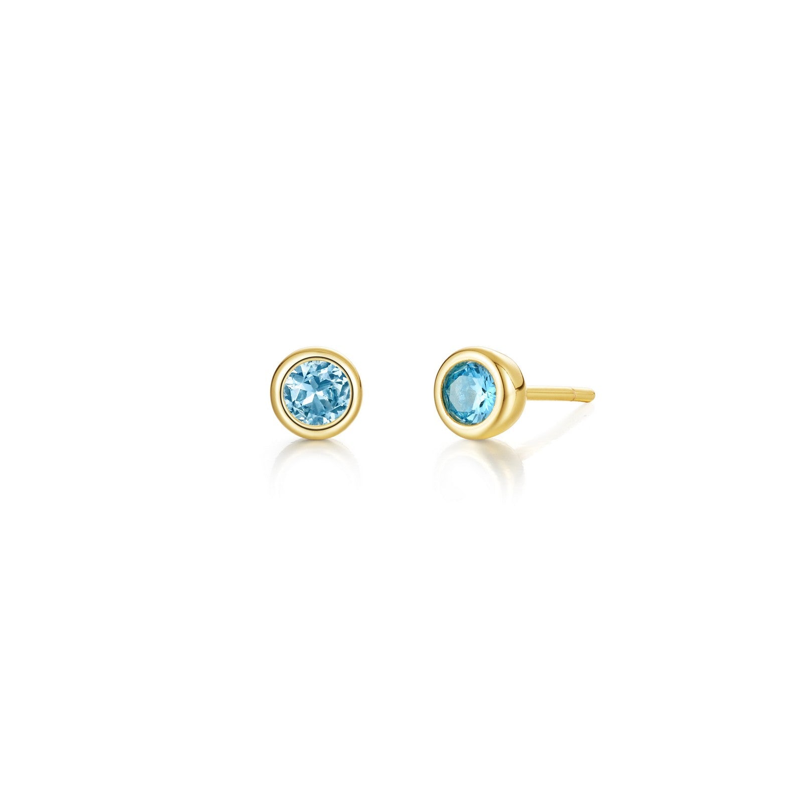 December Bezel Birthstone Earrings-BE009BTG