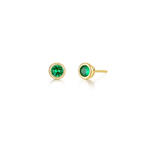 May Bezel Birthstone Earrings-BE009EMG