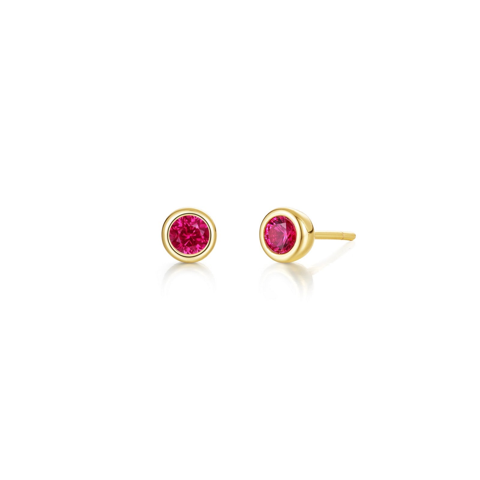 July Bezel Birthstone Earrings-BE009RBG