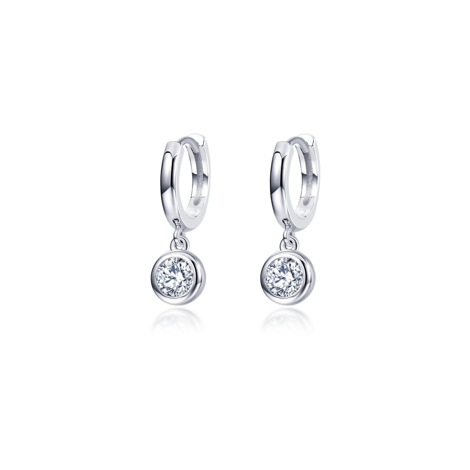 0.92 CTW Bezel-set Huggie Earrings-E0594CLP