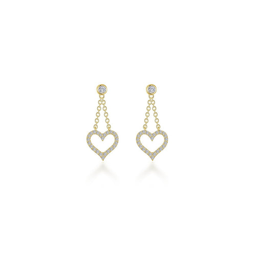 Cut-out Heart Dangle Earrings-E0616CLG