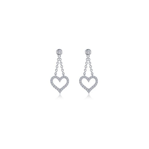 Cut-out Heart Dangle Earrings-E0616CLP