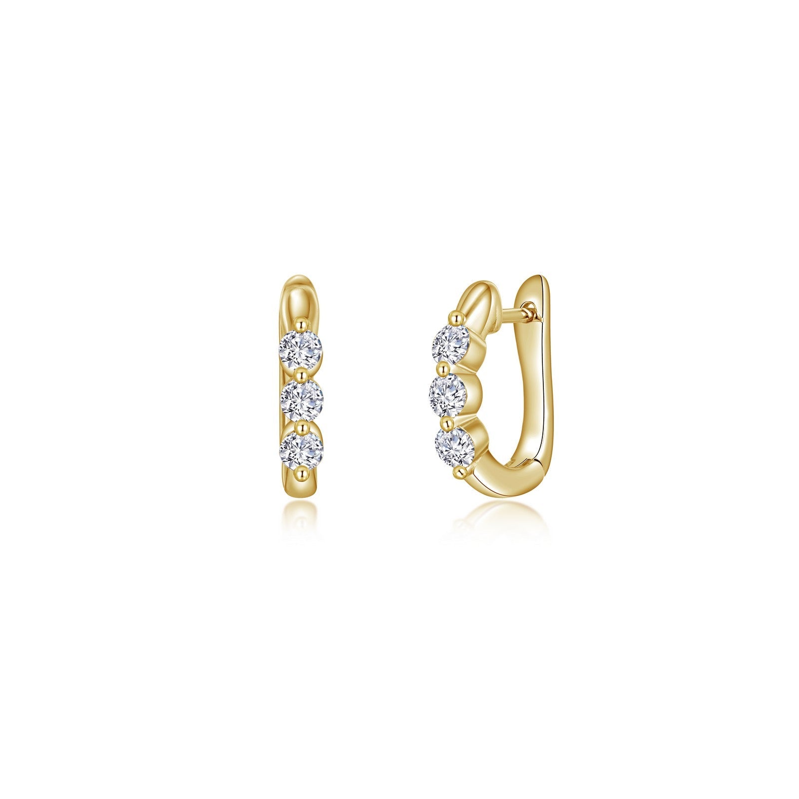 1.0 CTW 3-Stone Huggie Hoop Earrings-E0617CLG