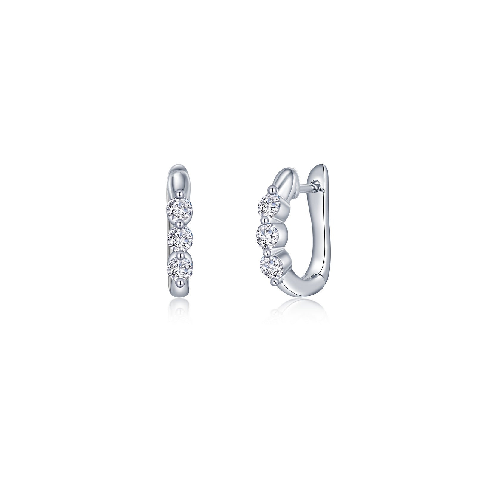 1.0 CTW 3-Stone Huggie Hoop Earrings-E0617CLP