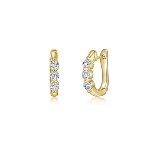 1.5 CTW 3-Stone Huggie Hoop Earrings-E0618CLG