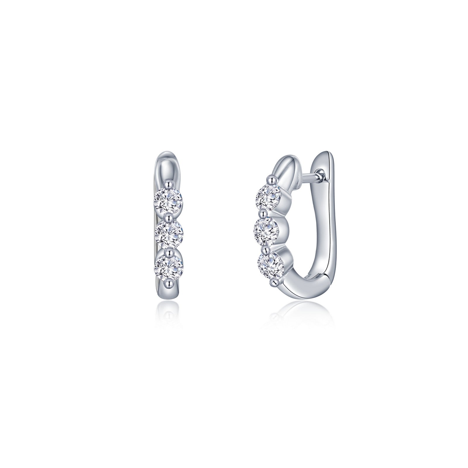1.5 CTW 3-Stone Huggie Hoop Earrings-E0618CLP