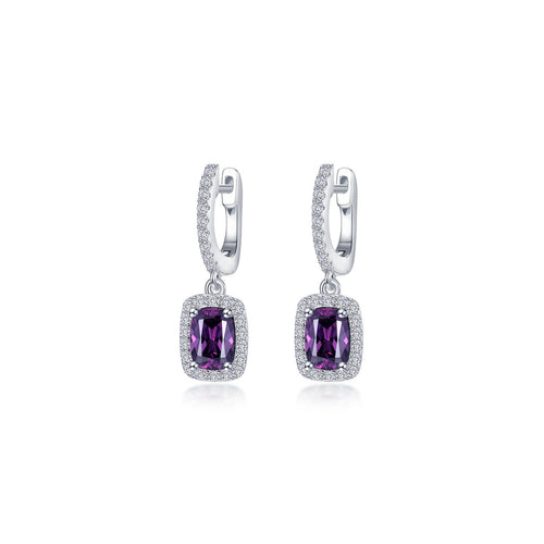 3.02 CTW Halo Cushion-Cut Dangle Earrings-E0622AMP