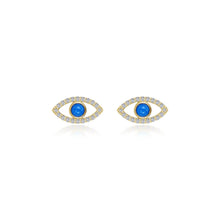 Load image into Gallery viewer, Reconstituted Turquoise Evil Eye Stud Earrings-E0635TQG
