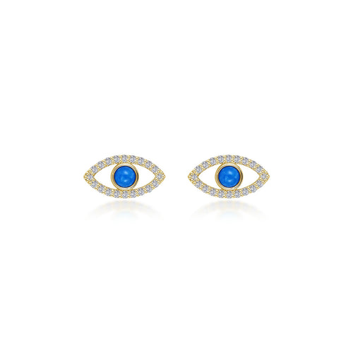 Reconstituted Turquoise Evil Eye Stud Earrings-E0635TQG