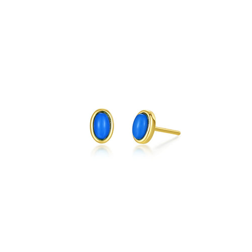 Reconstituted Turquoise Stud Earrings-E0637TQG