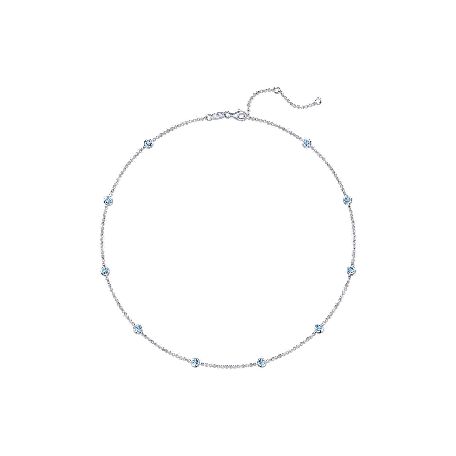 Classic Bezel-Set Station Necklace-N0008BTP