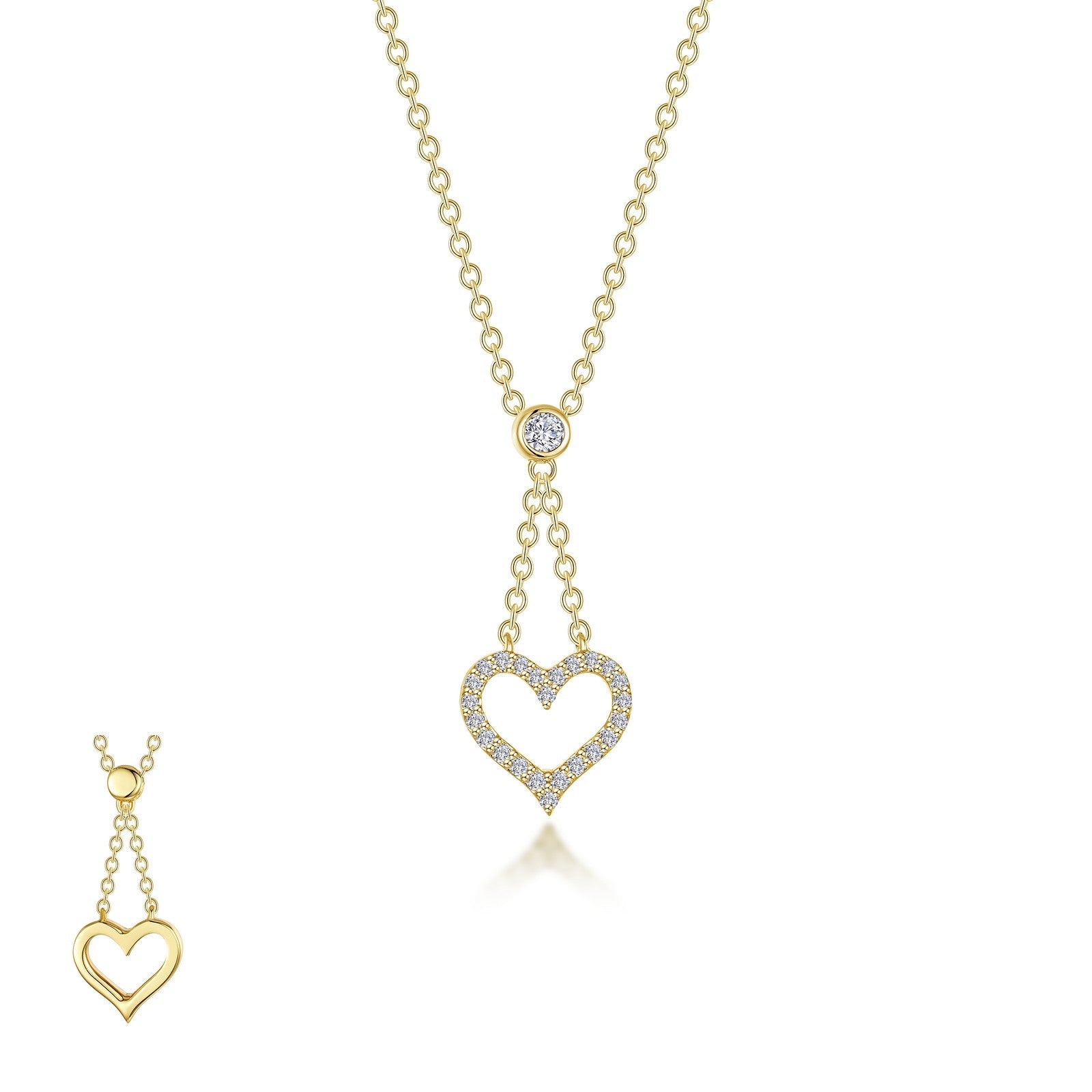 Reversible Cut-out Heart Necklace-N0338CLG