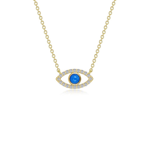 Reconstituted Turquoise Evil Eye Necklace-N0341TQG