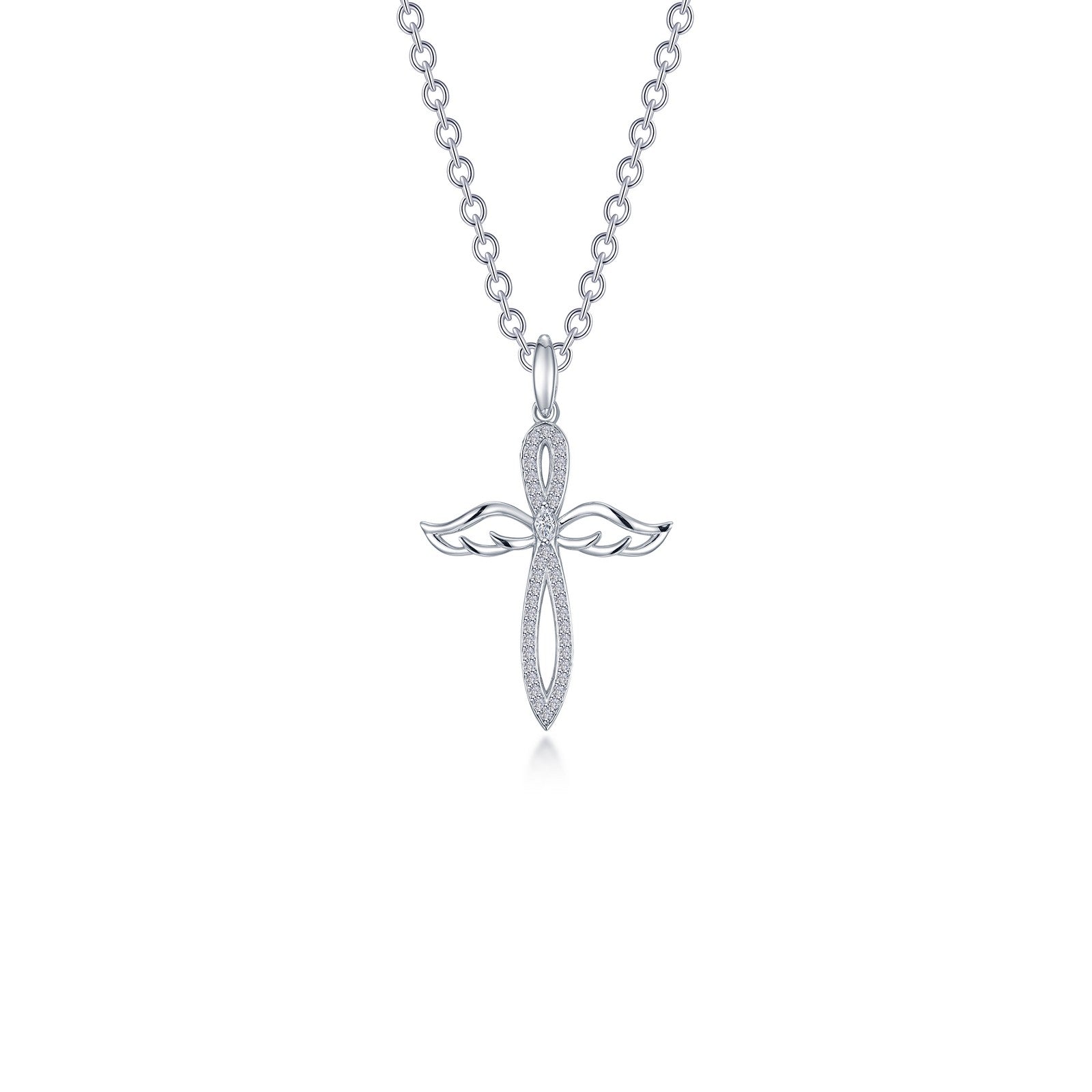 0.74 CTW Angel Wings Cross Necklace-N2029CLP