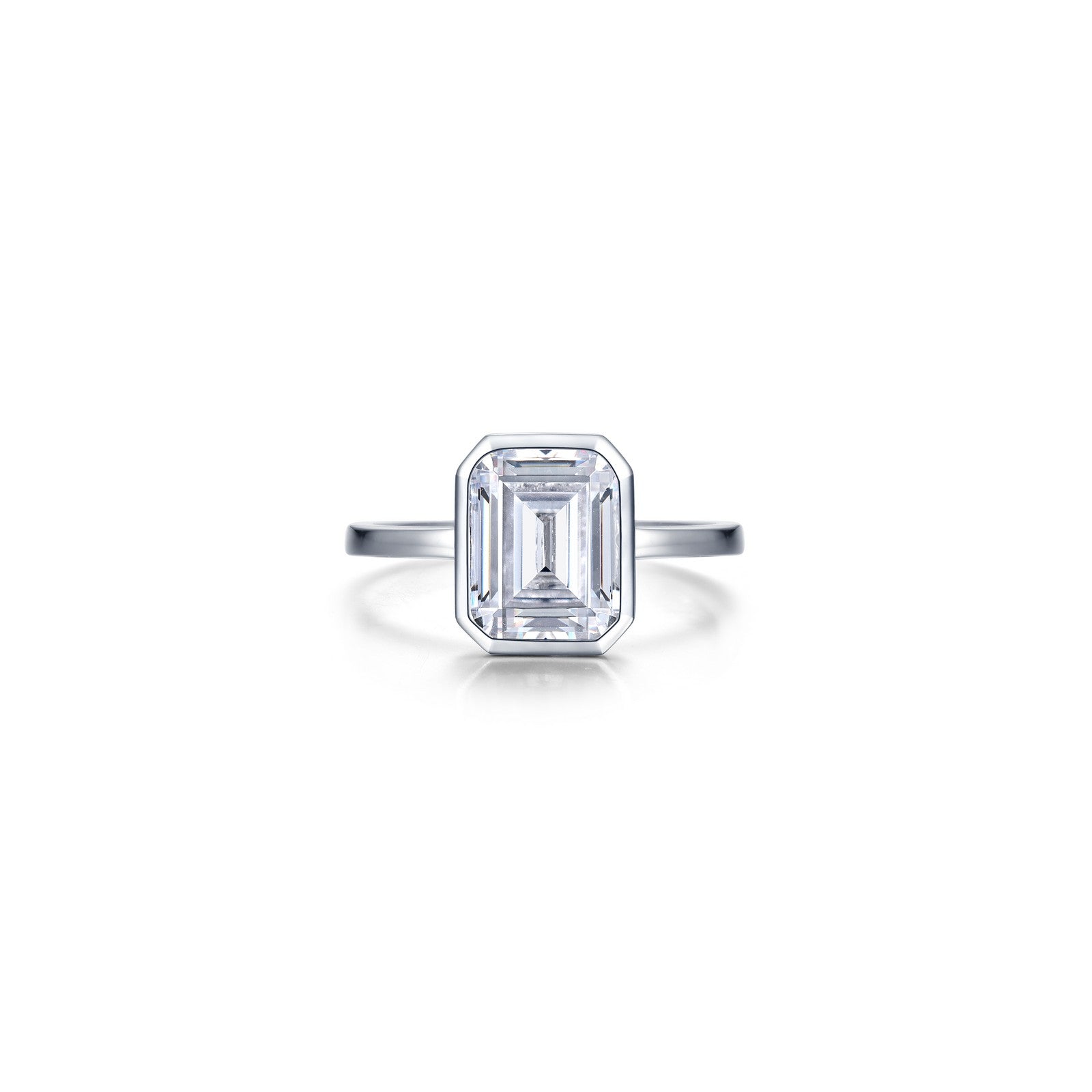 2.62 CTW Emerald-Cut Bezel-Set Ring-R2038CLP