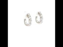 Load and play video in Gallery viewer, 1.0 CTW 3-Stone Huggie Hoop Earrings-E0617CLP
