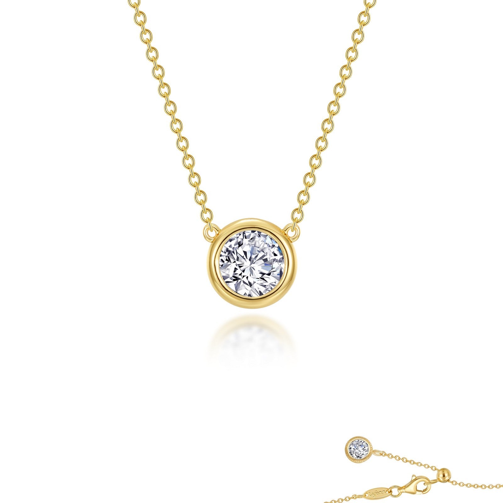 0.7 CTW Bezel-set Solitaire Necklace-N0293CLG